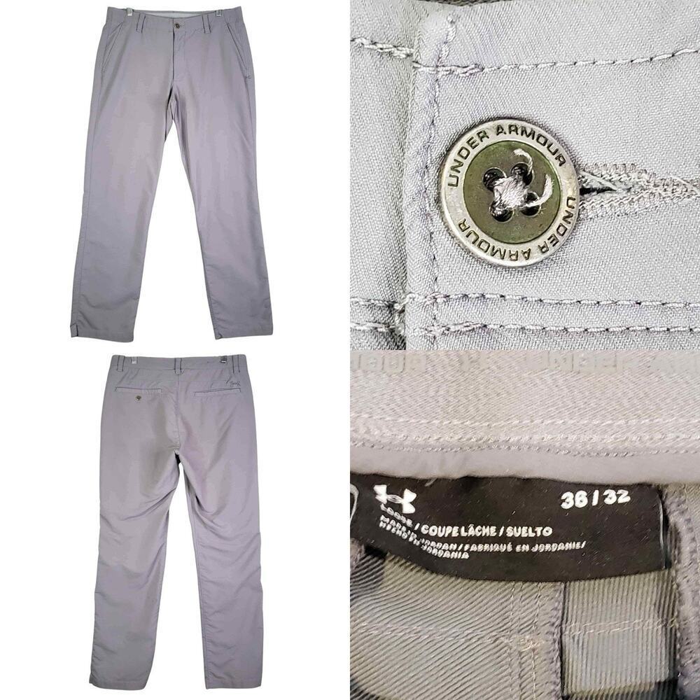 Under Armour Golf Pants Mens Size 36x32 Gray Performance Straight Flat Front 36